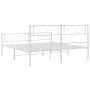 Metal bed frame with headboard and white footboard 150x200 cm by , Beds and slatted bases - Ref: Foro24-372346, Price: 102,38...