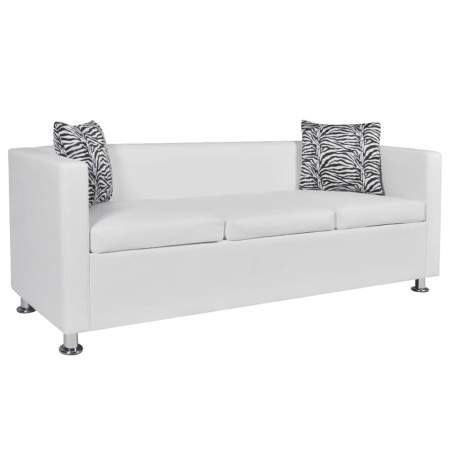 White Artificial Leather 3 Seater Sofa by vidaXL, Sofas - Ref: Foro24-242211, Price: 266,65 €, Discount: %