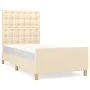 Bettgestell mit cremefarbenem Stoffkopfteil 100x200 cm von , Betten und Lattenroste - Ref: Foro24-3125362, Preis: 145,31 €, R...