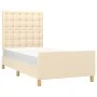Bed frame with cream fabric headboard 100x200 cm by , Beds and slatted bases - Ref: Foro24-3125362, Price: 143,32 €, Discount: %