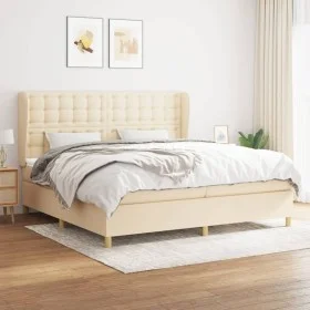 Box spring bed with cream fabric mattress 200x200 cm by , Beds and slatted bases - Ref: Foro24-3128874, Price: 632,64 €, Disc...