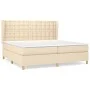 Box spring bed with cream fabric mattress 200x200 cm by , Beds and slatted bases - Ref: Foro24-3128874, Price: 632,64 €, Disc...