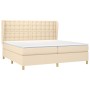 Box spring bed with cream fabric mattress 200x200 cm by , Beds and slatted bases - Ref: Foro24-3128874, Price: 620,31 €, Disc...
