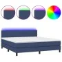 Box spring bed with mattress and LED blue fabric 160x200 cm by , Beds and slatted bases - Ref: Foro24-3133011, Price: 481,27 ...