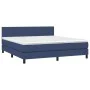 Box spring bed with mattress and LED blue fabric 160x200 cm by , Beds and slatted bases - Ref: Foro24-3133011, Price: 481,27 ...
