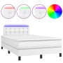 Box spring bed with mattress and LED white synthetic leather 120x200 cm by , Beds and slatted bases - Ref: Foro24-3134214, Pr...