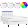Box spring bed with mattress and LED white synthetic leather 120x200 cm by , Beds and slatted bases - Ref: Foro24-3134214, Pr...