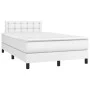 Box spring bed with mattress and LED white synthetic leather 120x200 cm by , Beds and slatted bases - Ref: Foro24-3134214, Pr...