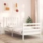 White solid wood bed frame with headboard by , Beds and slatted bases - Ref: Foro24-3194537, Price: 102,73 €, Discount: %