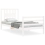 White solid wood bed frame with headboard by , Beds and slatted bases - Ref: Foro24-3194537, Price: 104,12 €, Discount: %