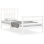 White solid wood bed frame with headboard by , Beds and slatted bases - Ref: Foro24-3194537, Price: 102,73 €, Discount: %