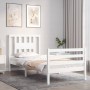 Weißer Bettrahmen aus Massivholz mit Kopfteil von , Betten und Lattenroste - Ref: Foro24-3194537, Preis: 104,12 €, Rabatt: %