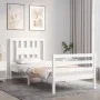 White solid wood bed frame with headboard by , Beds and slatted bases - Ref: Foro24-3194537, Price: 102,73 €, Discount: %
