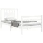 White solid wood bed frame with headboard by , Beds and slatted bases - Ref: Foro24-3194537, Price: 102,73 €, Discount: %
