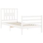 White solid wood bed frame with headboard by , Beds and slatted bases - Ref: Foro24-3194537, Price: 104,12 €, Discount: %