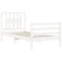 White solid wood bed frame with headboard by , Beds and slatted bases - Ref: Foro24-3194537, Price: 102,73 €, Discount: %