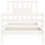 White solid wood bed frame with headboard by , Beds and slatted bases - Ref: Foro24-3194537, Price: 102,73 €, Discount: %