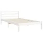 White solid wood bed frame with headboard by , Beds and slatted bases - Ref: Foro24-3194537, Price: 102,73 €, Discount: %