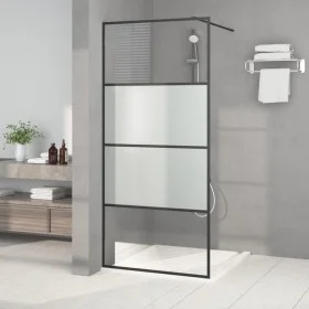 Schwarze, halbmattierte Duschwand aus ESG-Glas, 90 x 195 cm von , Duschwände und Duschwände - Ref: Foro24-152126, Preis: 156,...