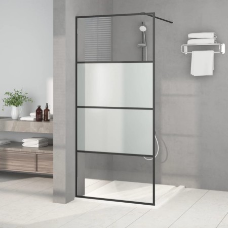 Mampara de ducha vidrio ESG semiesmerilado negro 90x195 cm de , Paredes y mamparas de ducha - Ref: Foro24-152126, Precio: 148...