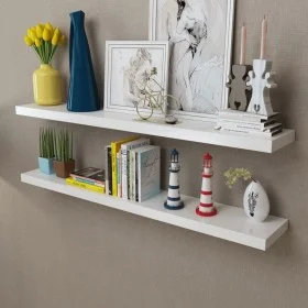 2pcs White MDF Floating Wall Shelves for Books/DVD by vidaXL, Shelves and shelves - Ref: Foro24-242186, Price: 58,59 €, Disco...