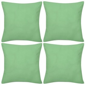 4 fundas verde manzana para cojines de algodón, 80 x 80 cm
