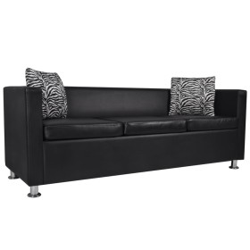 3 Seater Black Faux Leather Sofa by vidaXL, Sofas - Ref: Foro24-242208, Price: 343,80 €, Discount: %