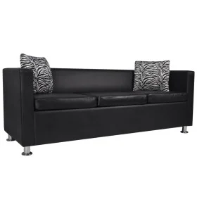 3-Sitzer-Sofa aus schwarzem Kunstleder von vidaXL, Sofas - Ref: Foro24-242208, Preis: 370,10 €, Rabatt: %