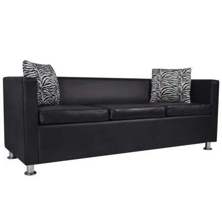 3-Sitzer-Sofa aus schwarzem Kunstleder von vidaXL, Sofas - Ref: Foro24-242208, Preis: 370,10 €, Rabatt: %