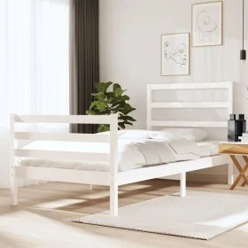 Solid white pine wood bed frame 90x190 cm by , Beds and slatted bases - Ref: Foro24-3104972, Price: 94,78 €, Discount: %