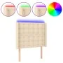 Kopfteil aus cremefarbenem Stoff mit LED 103x16x118/128 cm von , Kopf- und Fußteile - Ref: Foro24-3124477, Preis: 91,09 €, Ra...