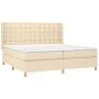 Box spring bed mattress and LED lights cream fabric 200x200 cm by , Beds and slatted bases - Ref: Foro24-3139226, Price: 635,...