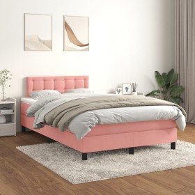Box spring bed with pink velvet mattress 120x200 cm by , Beds and slatted bases - Ref: Foro24-3141538, Price: 389,77 €, Disco...