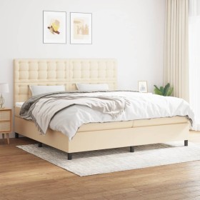 Box spring bed with cream fabric mattress 200x200 cm by , Beds and slatted bases - Ref: Foro24-3142126, Price: 597,41 €, Disc...