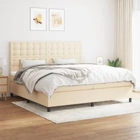 Box spring bed with cream fabric mattress 200x200 cm by , Beds and slatted bases - Ref: Foro24-3142126, Price: 629,87 €, Disc...