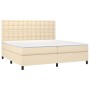 Box spring bed with cream fabric mattress 200x200 cm by , Beds and slatted bases - Ref: Foro24-3142126, Price: 597,41 €, Disc...