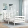 White solid wood bed frame with headboard by , Beds and slatted bases - Ref: Foro24-3194342, Price: 99,35 €, Discount: %