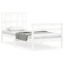 White solid wood bed frame with headboard by , Beds and slatted bases - Ref: Foro24-3194342, Price: 99,35 €, Discount: %