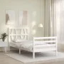 Weißer Bettrahmen aus Massivholz mit Kopfteil von , Betten und Lattenroste - Ref: Foro24-3194342, Preis: 101,17 €, Rabatt: %