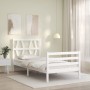 Weißer Bettrahmen aus Massivholz mit Kopfteil von , Betten und Lattenroste - Ref: Foro24-3194342, Preis: 102,64 €, Rabatt: %