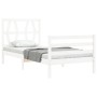 Weißer Bettrahmen aus Massivholz mit Kopfteil von , Betten und Lattenroste - Ref: Foro24-3194342, Preis: 102,64 €, Rabatt: %