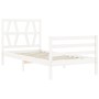 Weißer Bettrahmen aus Massivholz mit Kopfteil von , Betten und Lattenroste - Ref: Foro24-3194342, Preis: 102,64 €, Rabatt: %