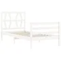 White solid wood bed frame with headboard by , Beds and slatted bases - Ref: Foro24-3194342, Price: 99,35 €, Discount: %