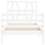 Weißer Bettrahmen aus Massivholz mit Kopfteil von , Betten und Lattenroste - Ref: Foro24-3194342, Preis: 102,64 €, Rabatt: %