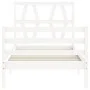 White solid wood bed frame with headboard by , Beds and slatted bases - Ref: Foro24-3194342, Price: 99,35 €, Discount: %