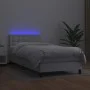 Box spring bed with mattress and LED white synthetic leather 100x200 cm by , Beds and slatted bases - Ref: Foro24-3134208, Pr...