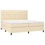 Box spring bed mattress and LED lights cream fabric 200x200 cm by , Beds and slatted bases - Ref: Foro24-3135226, Price: 637,...