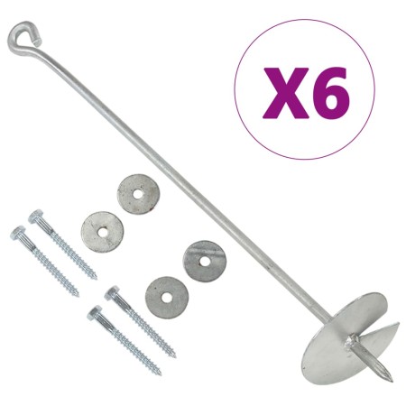 Anclajes de tierra 6 uds metal galvanizado 10x60 cm de , Puntas para anclaje en el suelo - Ref: Foro24-145502, Precio: 47,54 ...