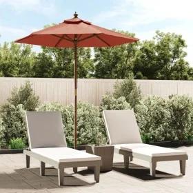Garden umbrella with terracotta wooden pole 196x231 cm by , Umbrellas - Ref: Foro24-363164, Price: 53,00 €, Discount: %