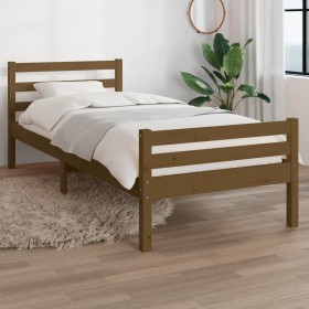 Estructura de cama madera maciza marrón miel 90x190 cm